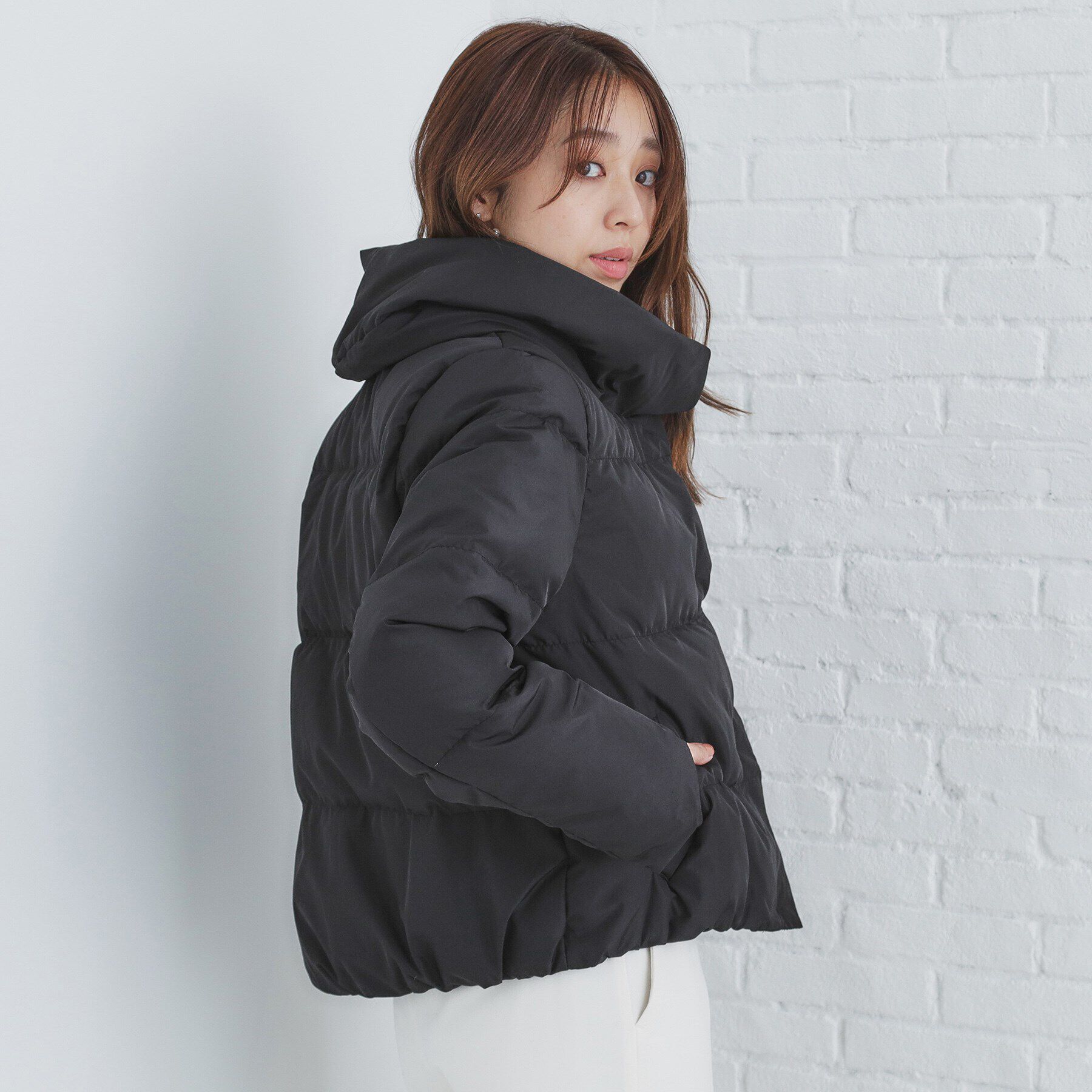 index「《美人百花掲載》河田ダウン ショートコート【洗濯機洗い可/撥水/静電気防止裏地】」|ダウン|ブラック(019)