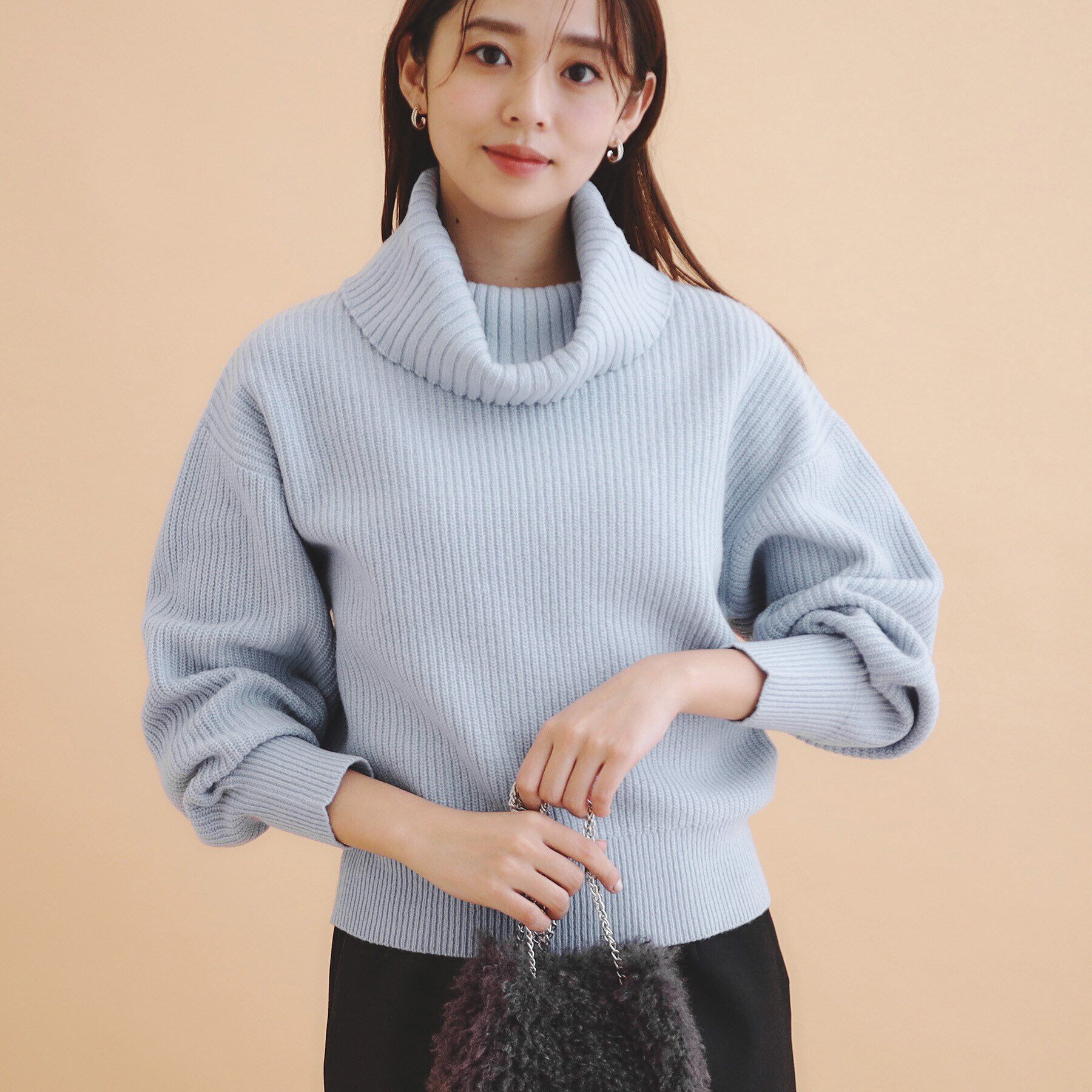 index「オフタートルニット【洗える】」|ニット・セーター|ブルー(091)