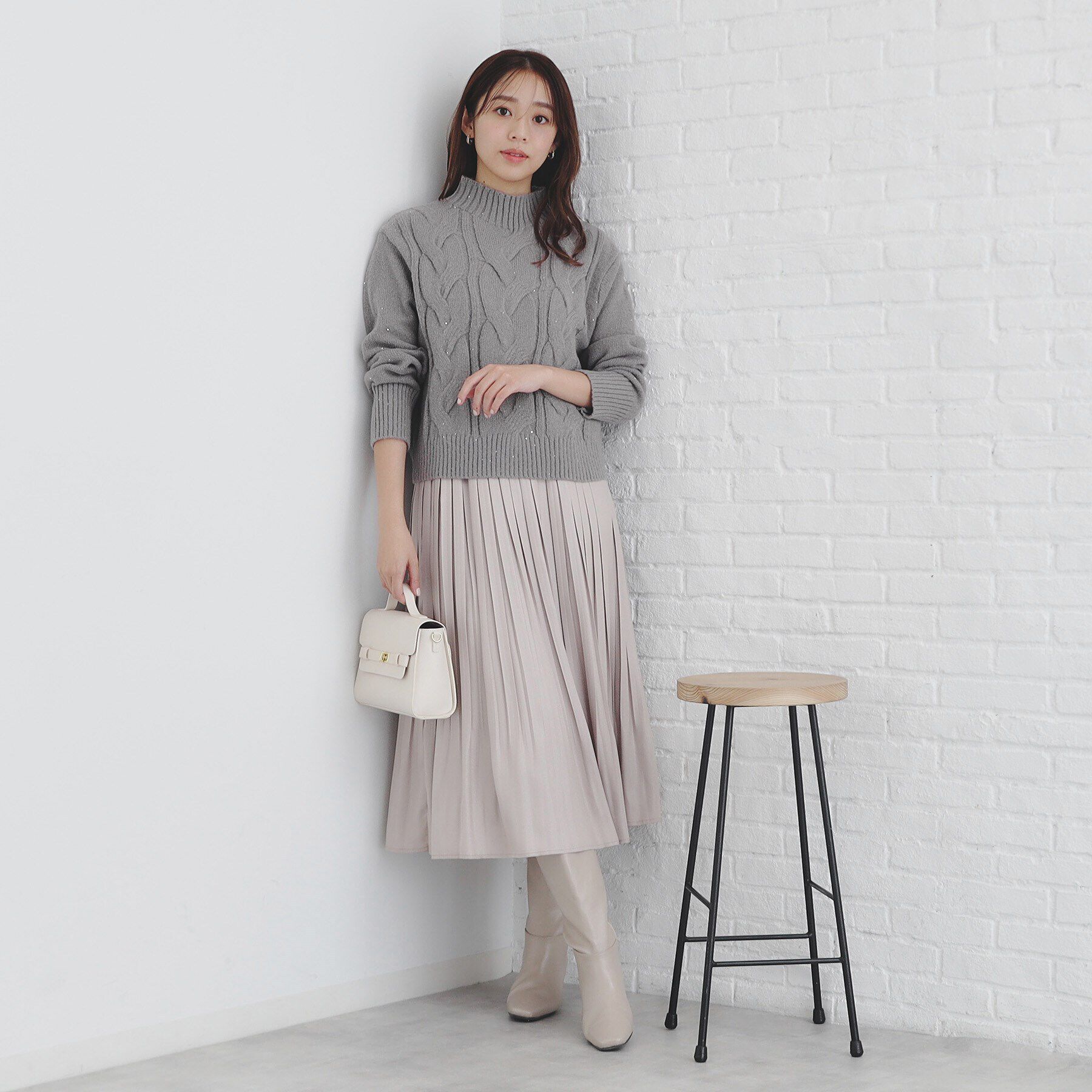 index「《美人百花掲載》スパンコールケーブルニット【洗濯機洗い可】」|ニット・セーター|