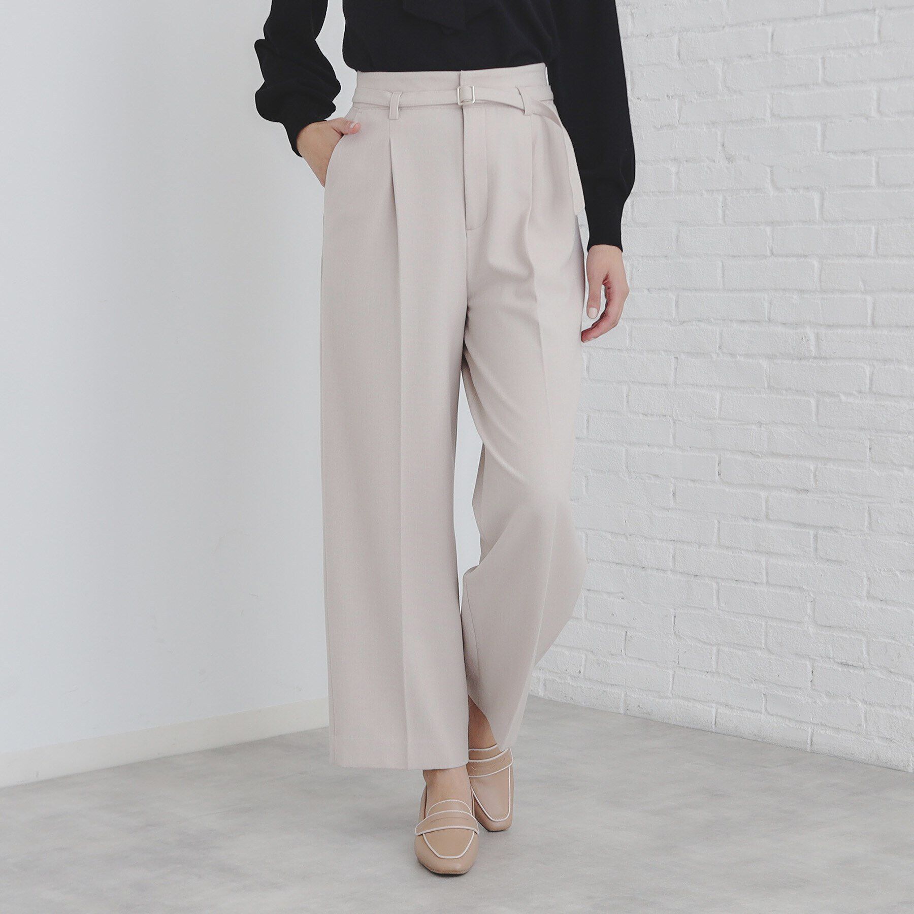 index「《S-LLsize》ストレッチタックワイドパンツ【洗濯機洗い可/吸湿発熱/イージーケア】」|その他|