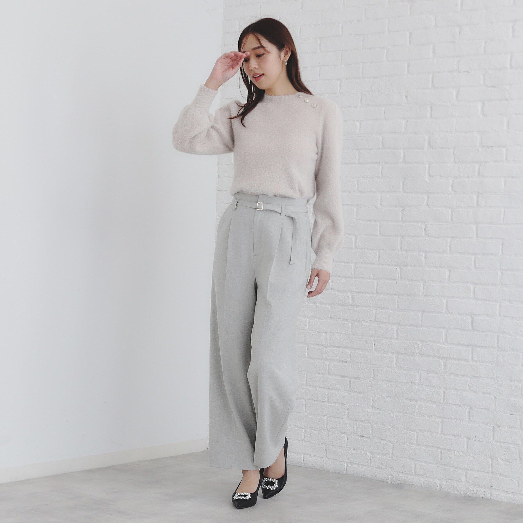 index「《S-LLsize》ストレッチタックワイドパンツ【洗濯機洗い可/吸湿発熱/イージーケア】」|その他|