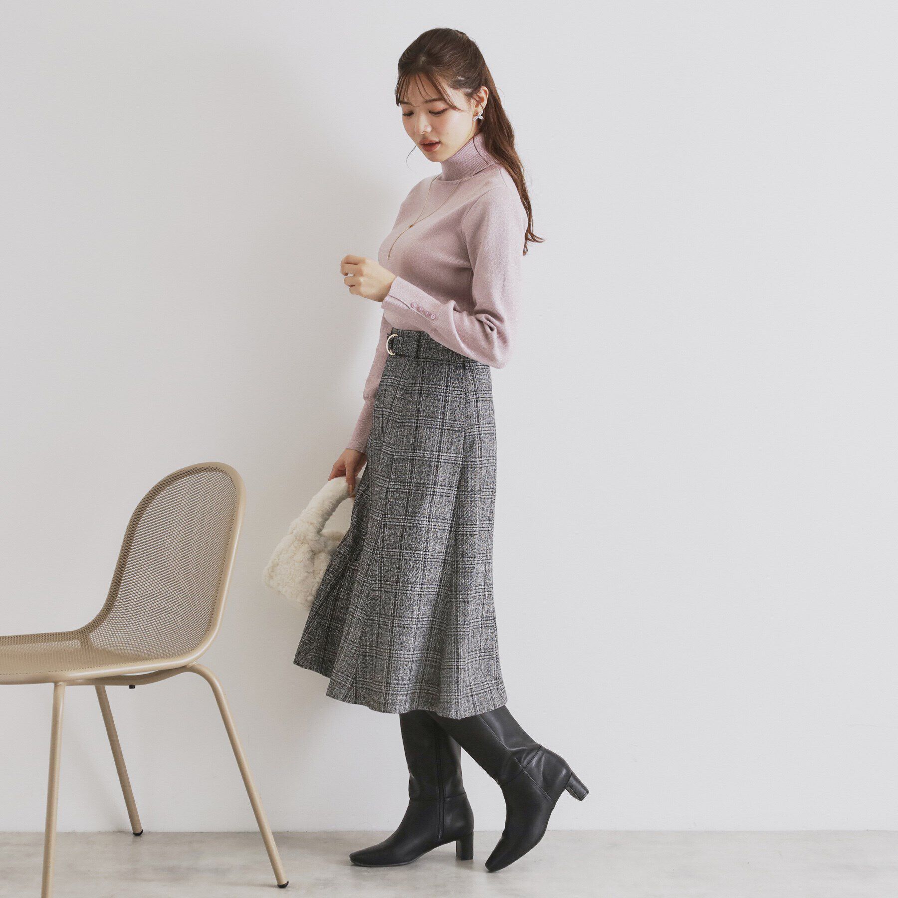 index「チェック柄マーメイドフレアスカート【洗濯機洗い可/イージーアイロン】」|スカート|
