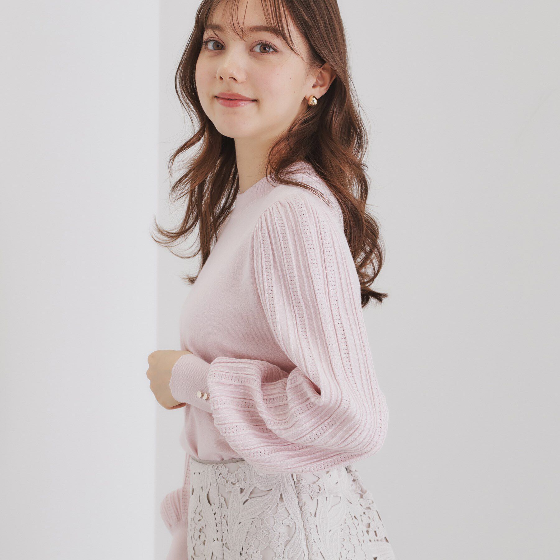 index「パターンスリーブハイネックニット【洗濯機洗い可】」|ニット・セーター|