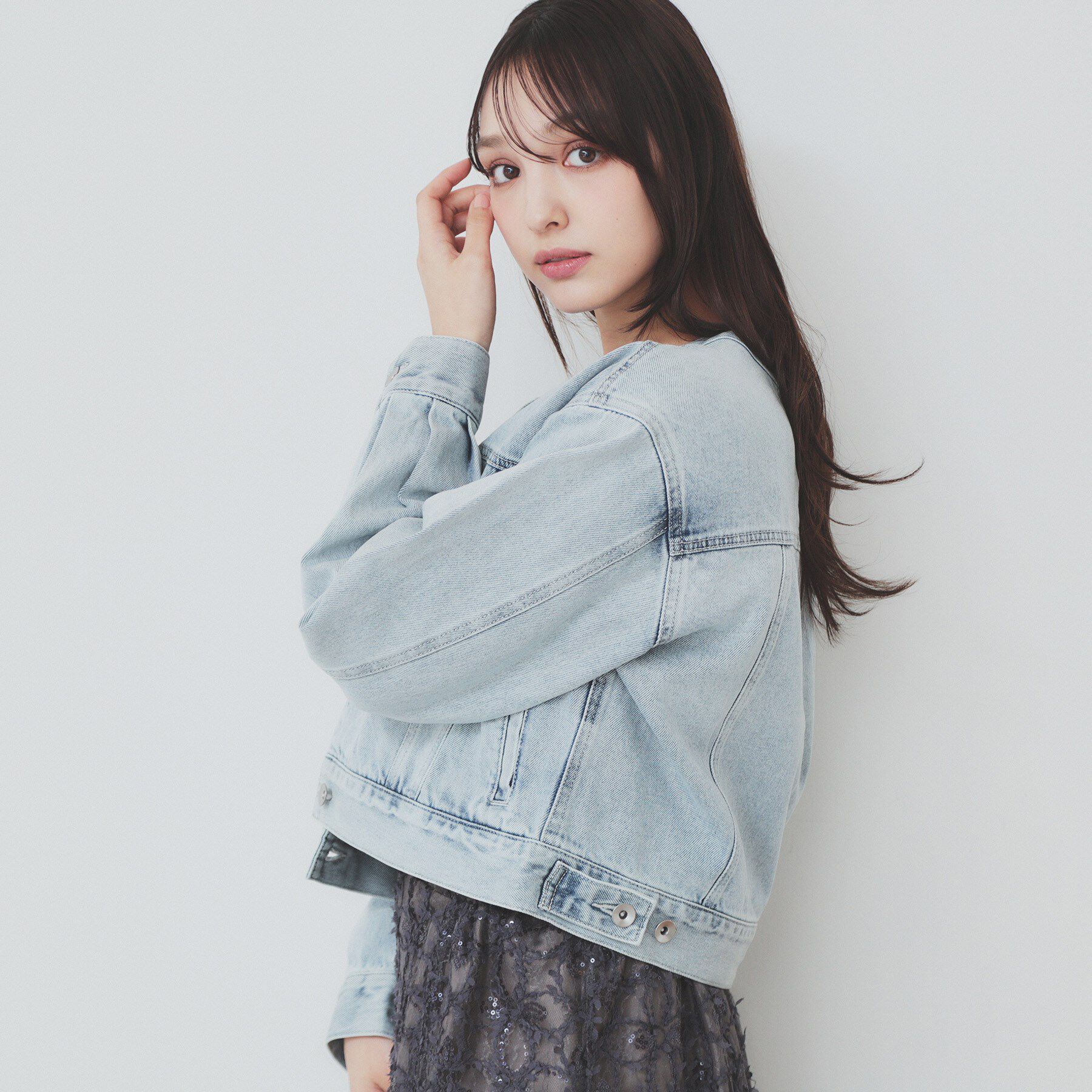 index「ノーカラーGジャン【洗濯機洗い可】」|デニムジャケット|