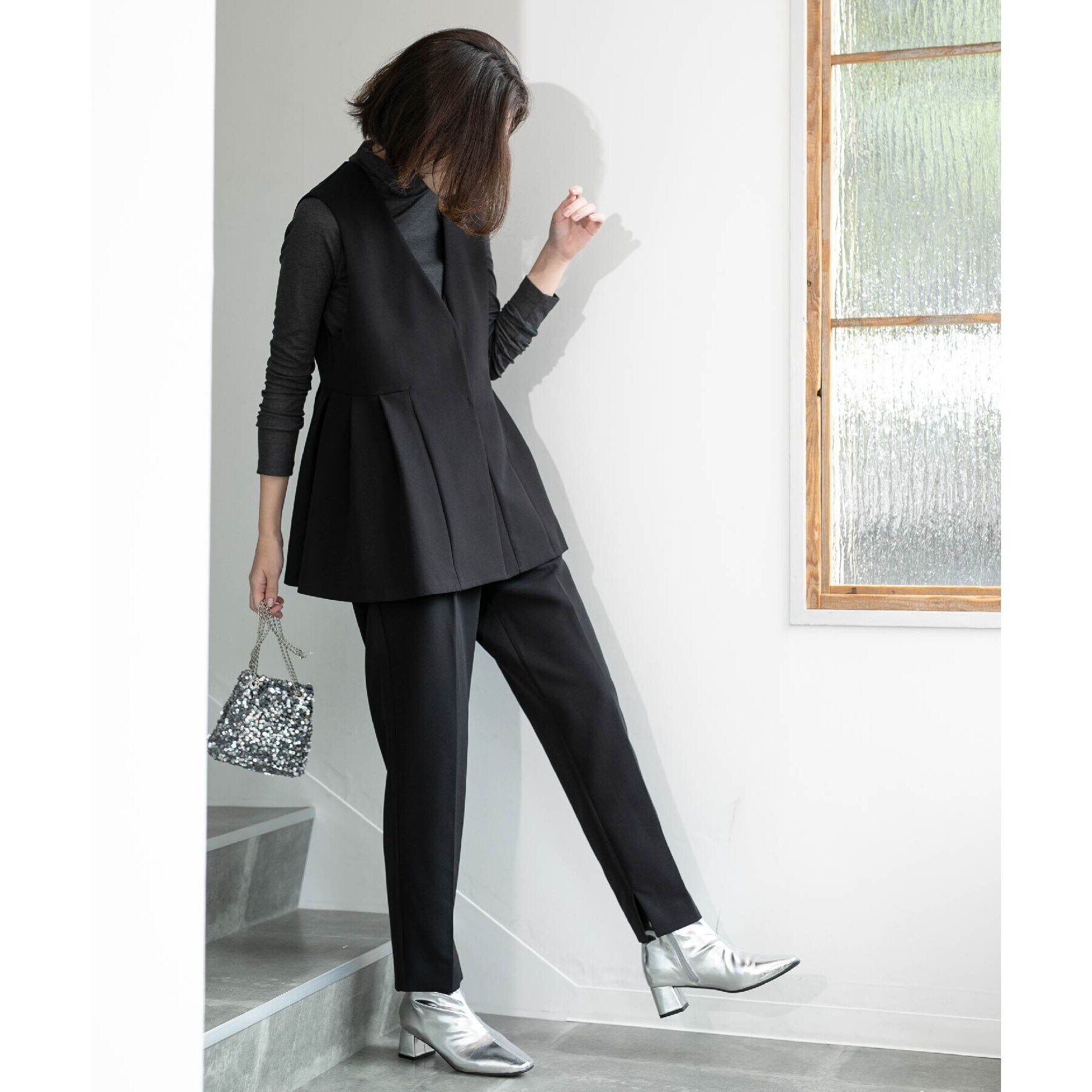 OPAQUE.CLIP「ペプラムジレ／セットアップ対応【洗濯機洗い可】」|ベスト・ジレ|