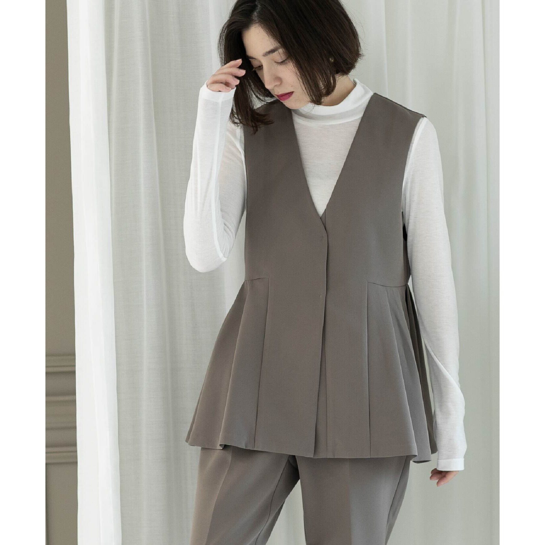 OPAQUE.CLIP「ペプラムジレ／セットアップ対応【洗濯機洗い可】」|ベスト・ジレ|