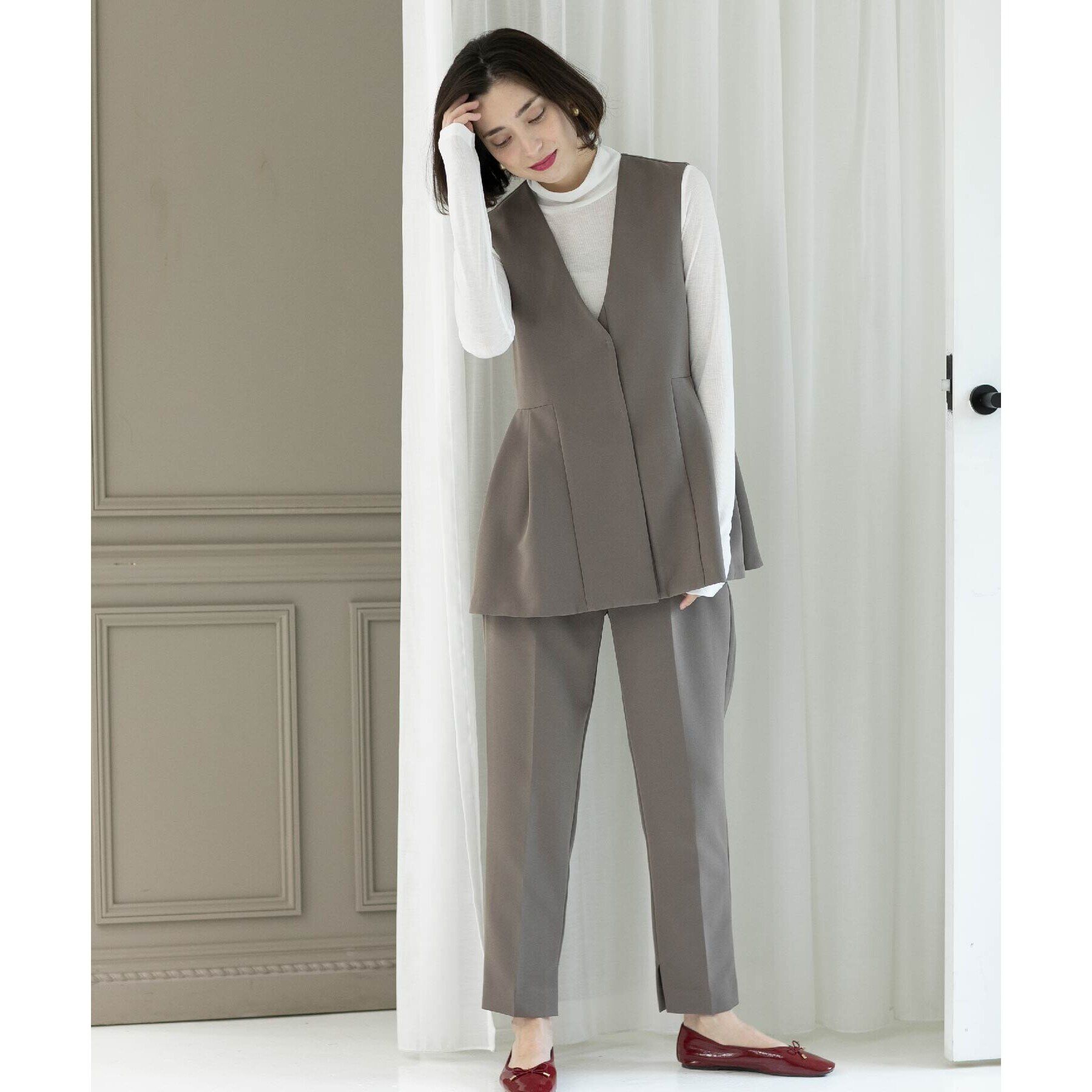 OPAQUE.CLIP「ペプラムジレ／セットアップ対応【洗濯機洗い可】」|ベスト・ジレ|