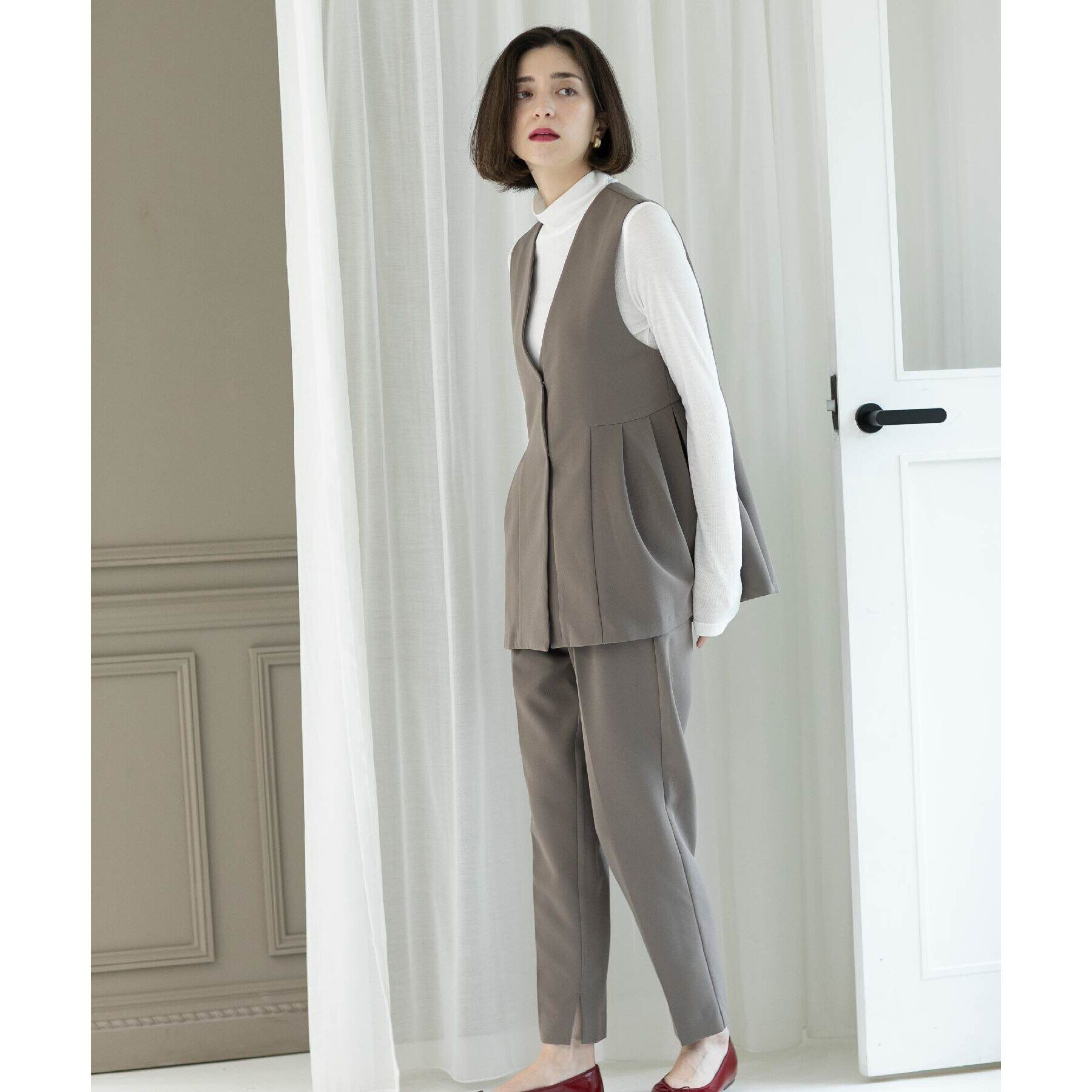 OPAQUE.CLIP「ペプラムジレ／セットアップ対応【洗濯機洗い可】」|ベスト・ジレ|