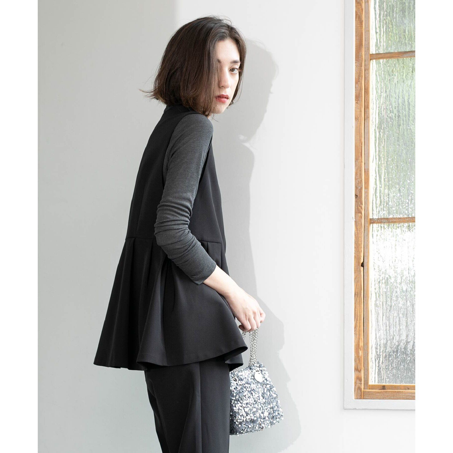 OPAQUE.CLIP「ペプラムジレ／セットアップ対応【洗濯機洗い可】」|ベスト・ジレ|