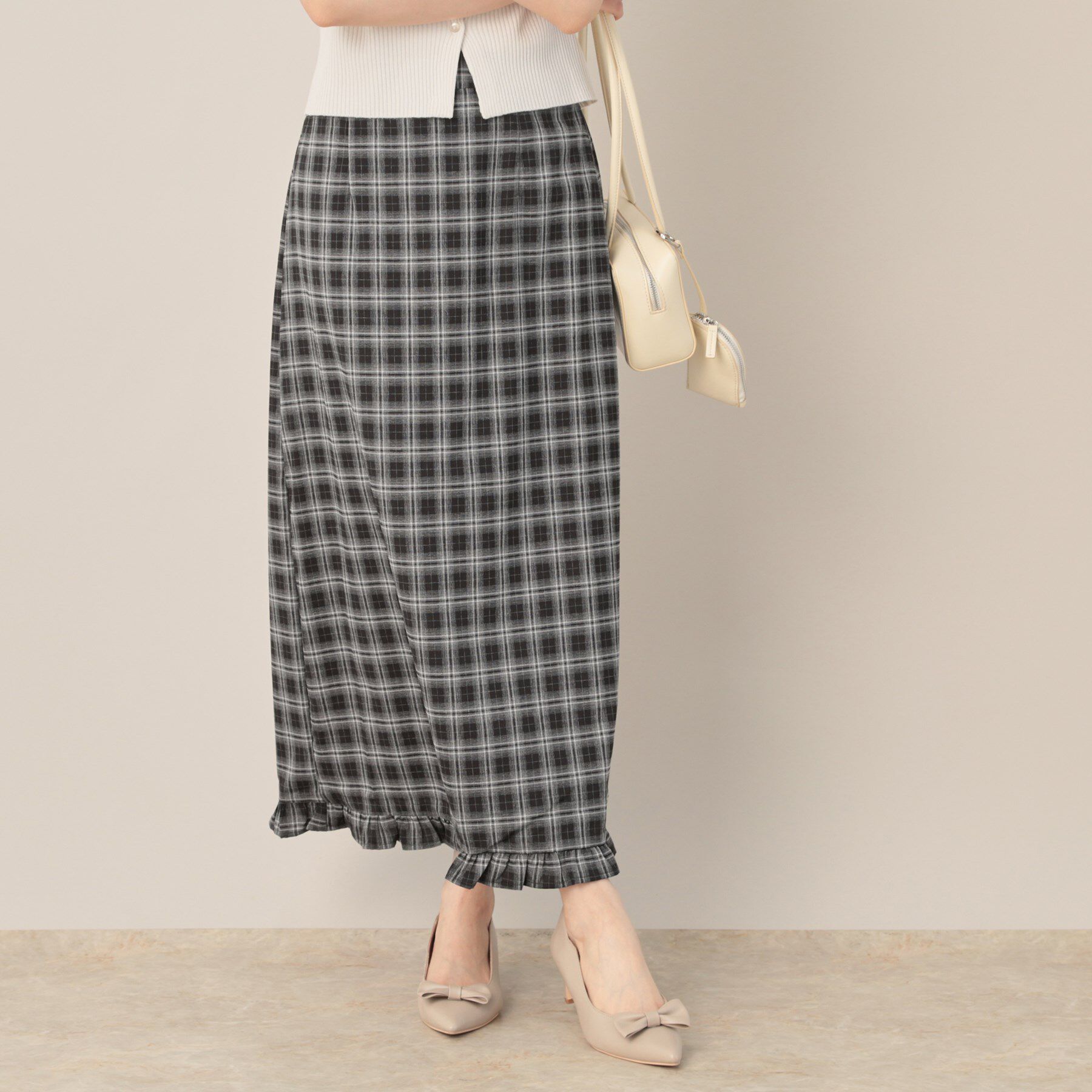 Couture broach「チェック裾フリルスカート」|スカート|