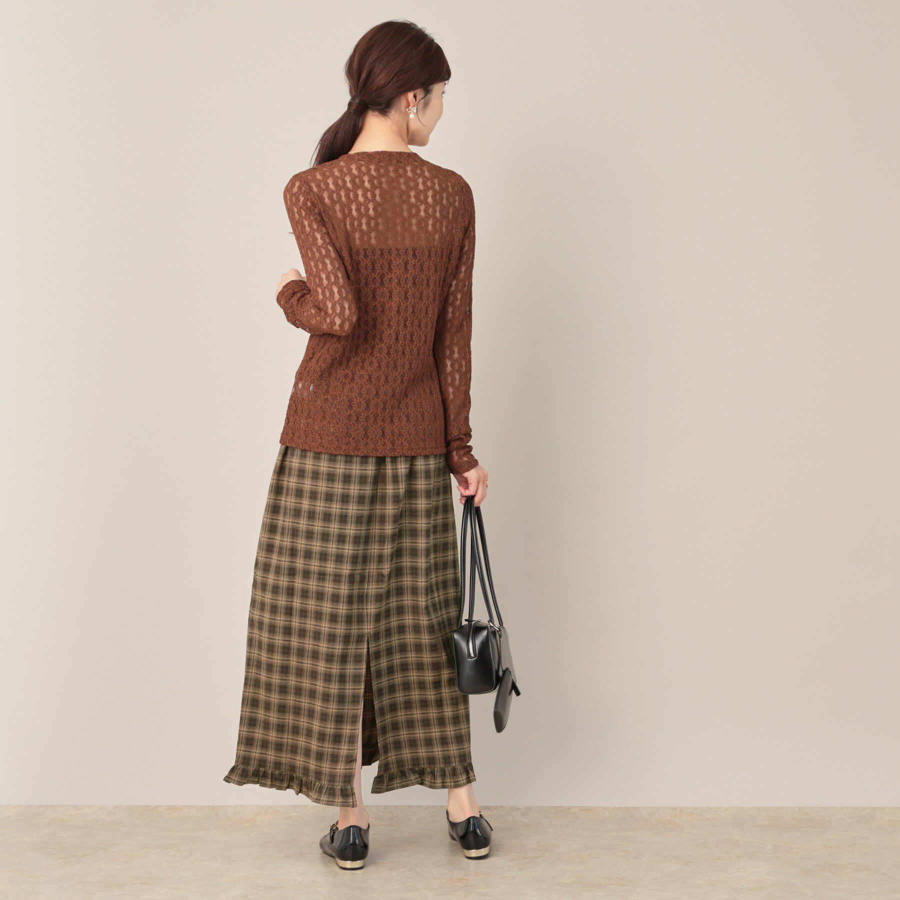 Couture broach「チェック裾フリルスカート」|スカート|