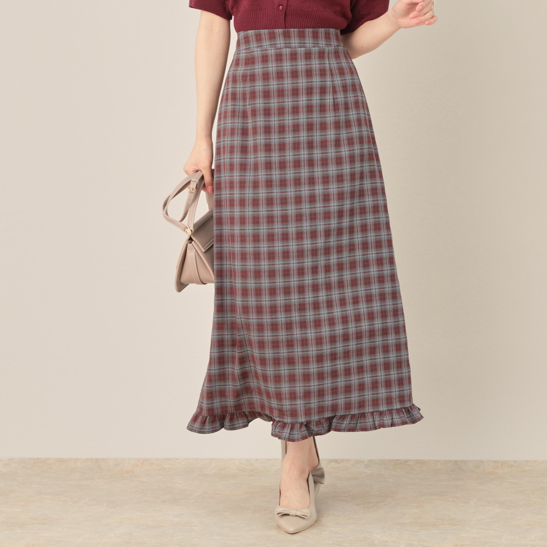 Couture broach「チェック裾フリルスカート」|スカート|