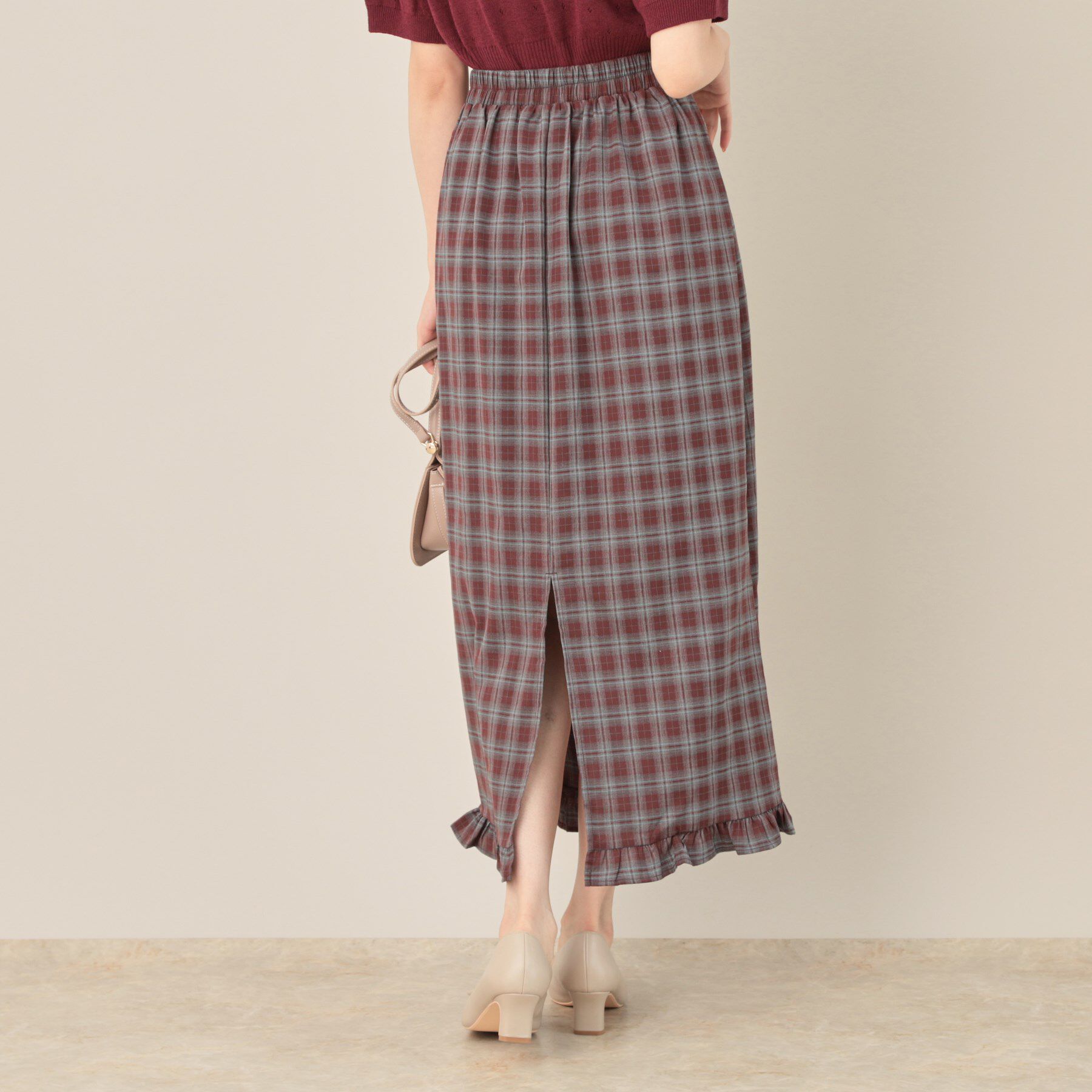 Couture broach「チェック裾フリルスカート」|スカート|