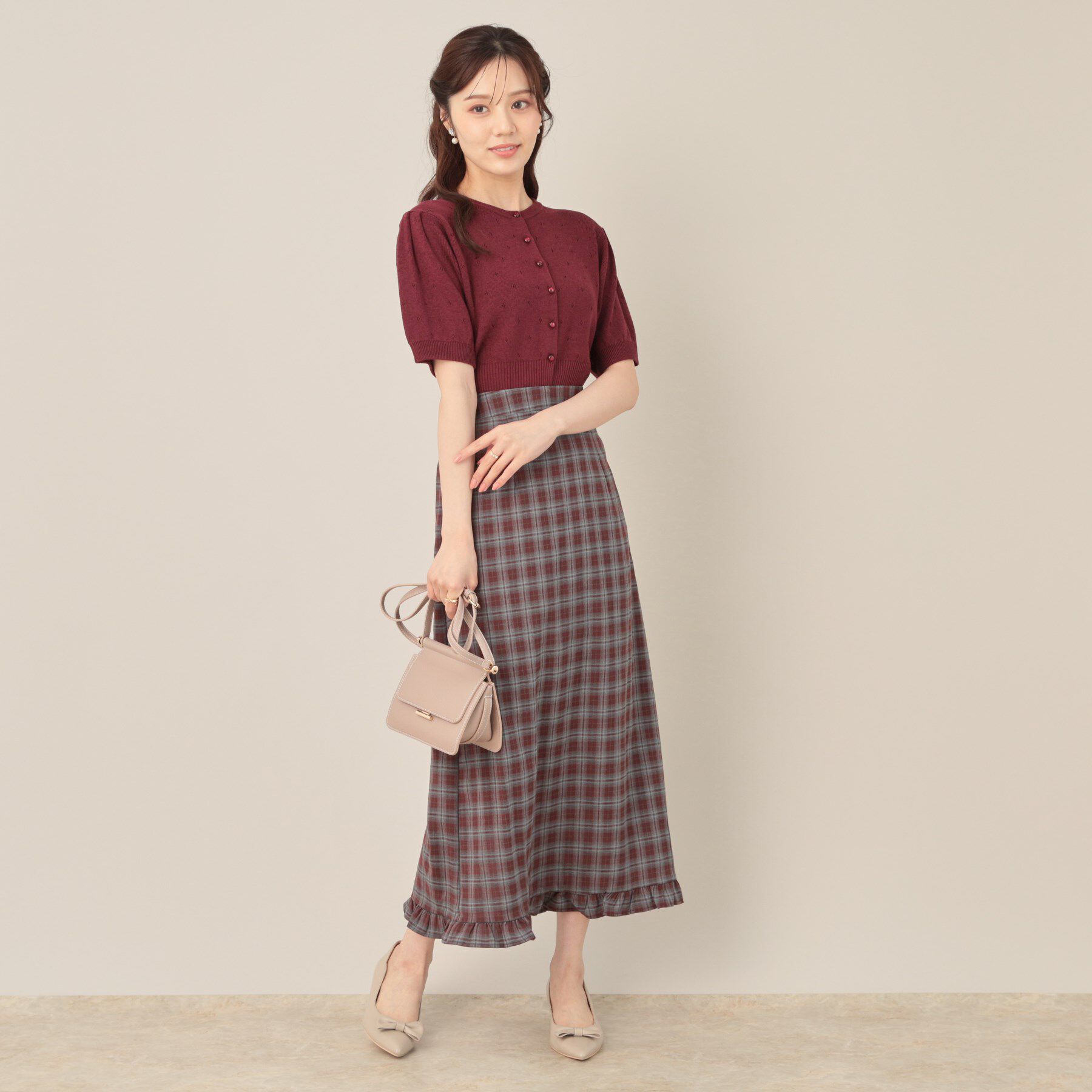Couture broach「チェック裾フリルスカート」|スカート|