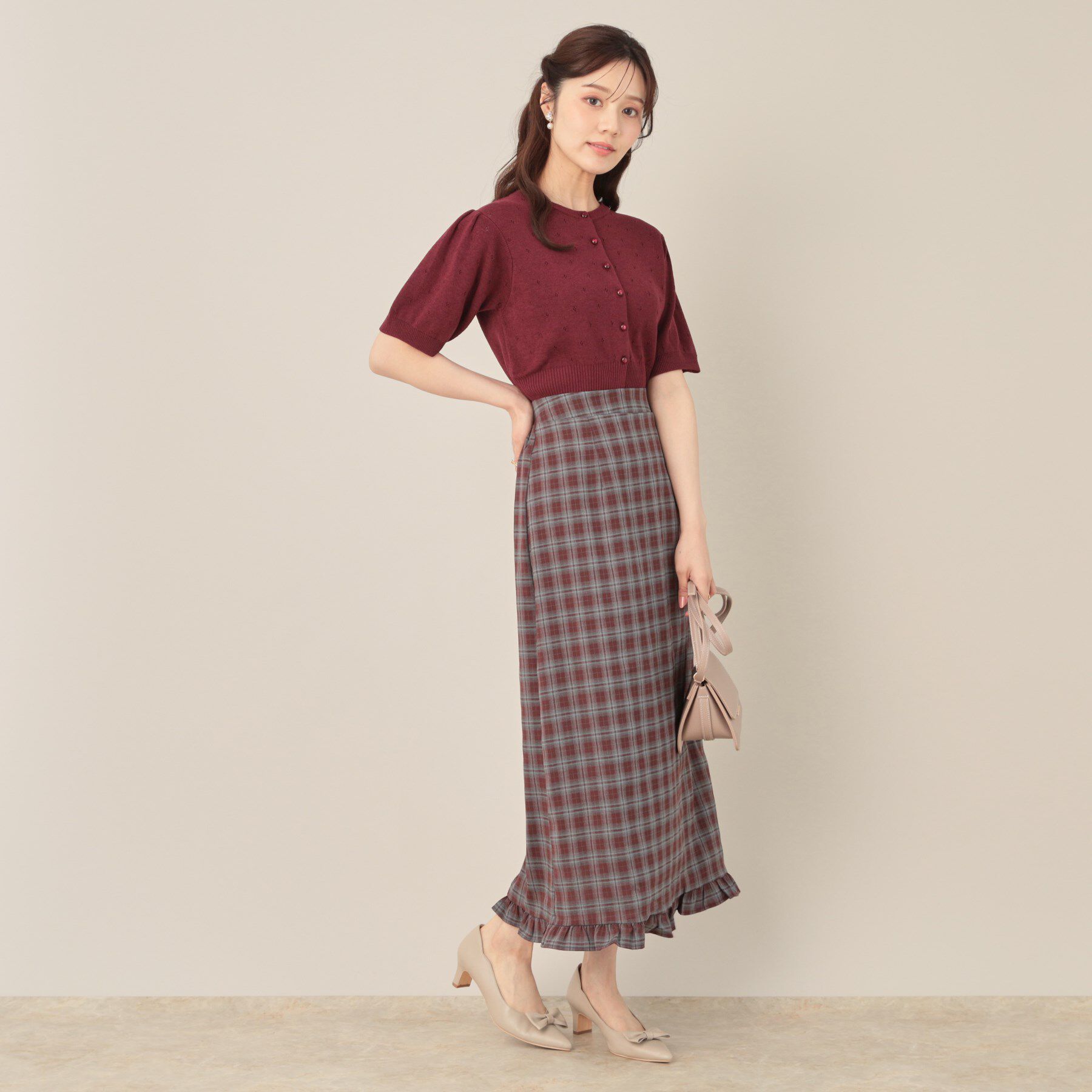 Couture broach「チェック裾フリルスカート」|スカート|
