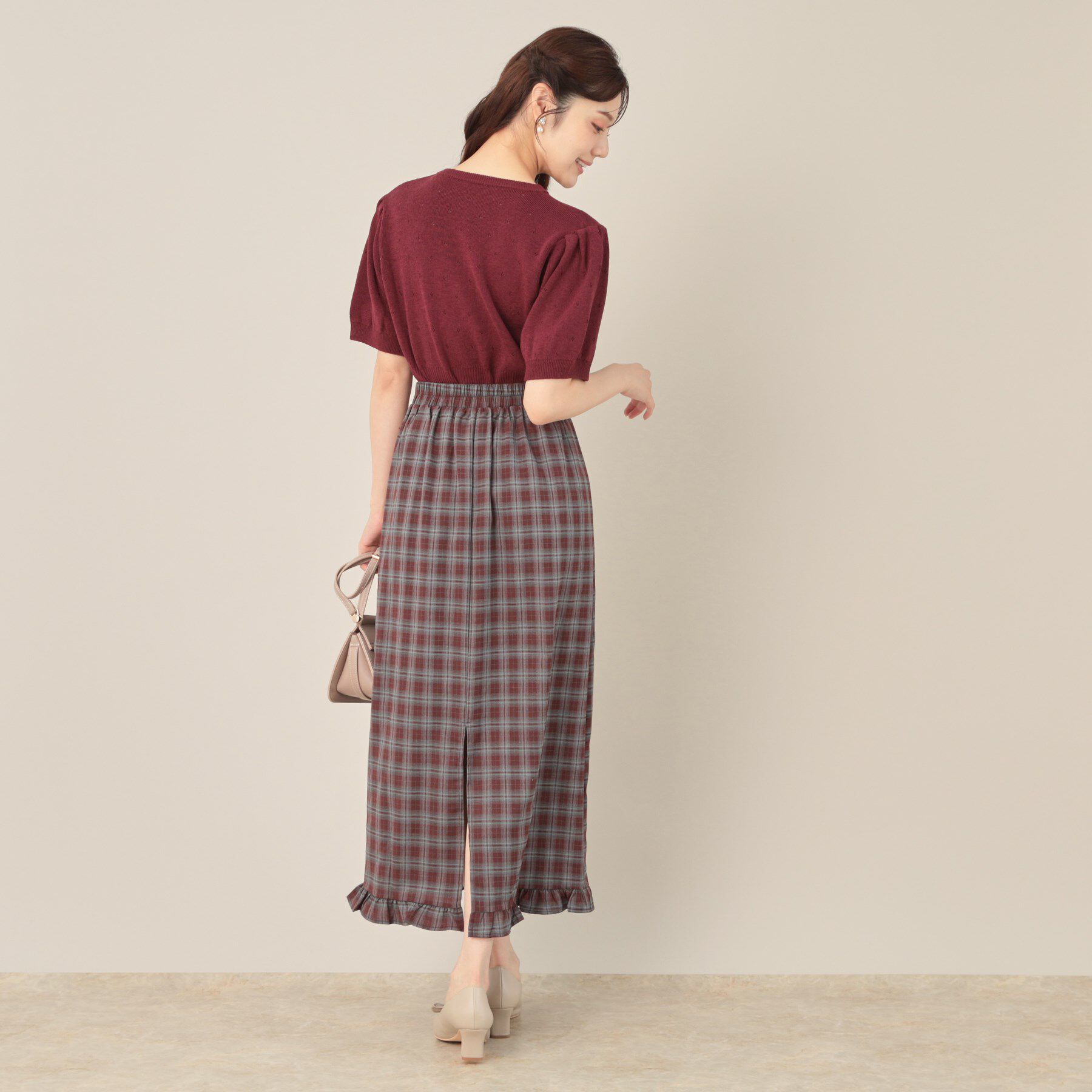 Couture broach「チェック裾フリルスカート」|スカート|