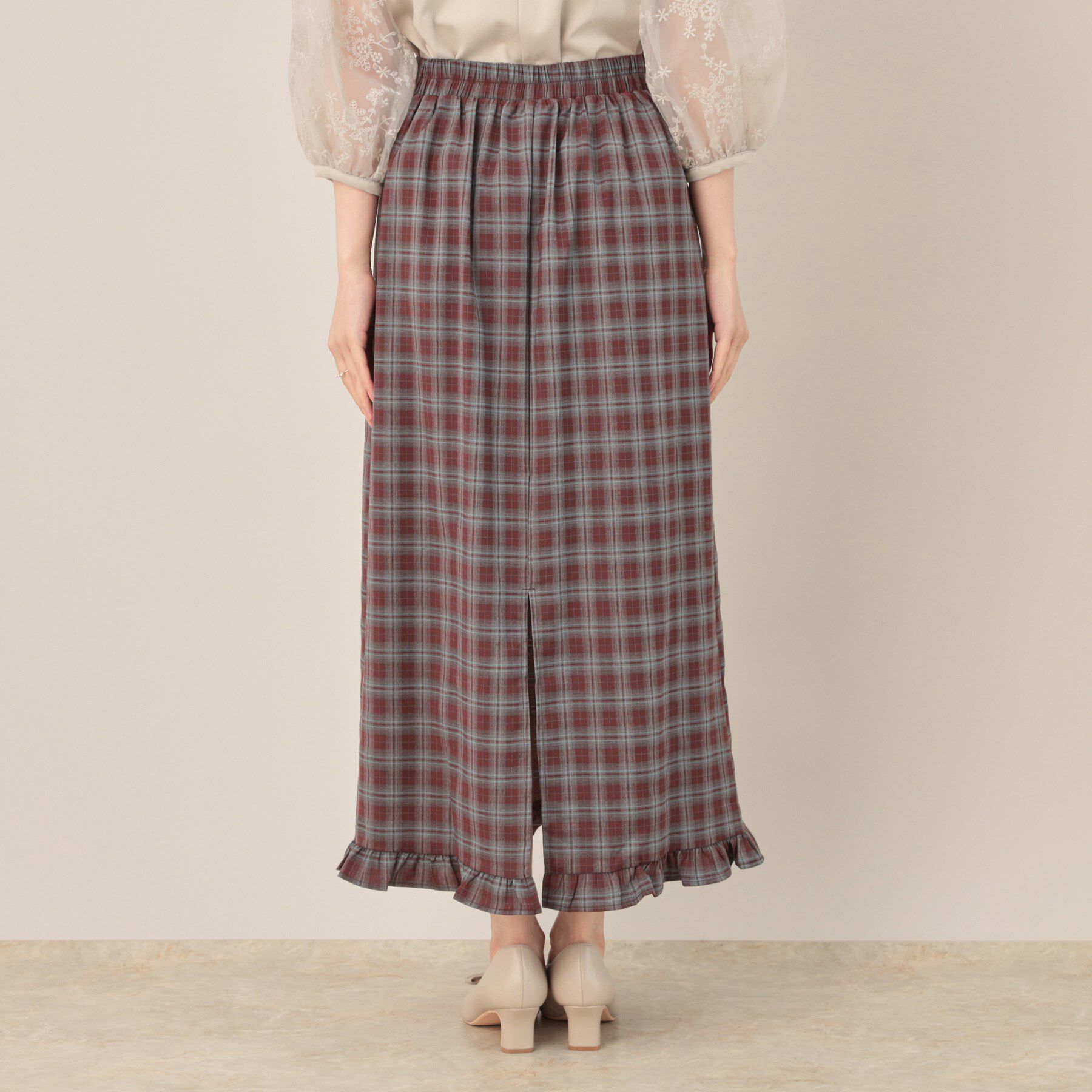 Couture broach「チェック裾フリルスカート」|スカート|