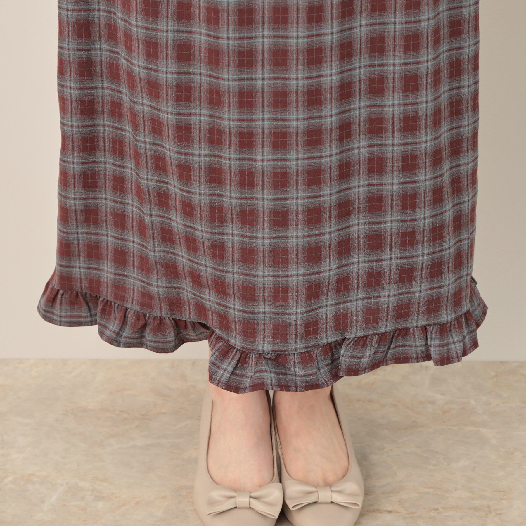 Couture broach「チェック裾フリルスカート」|スカート|