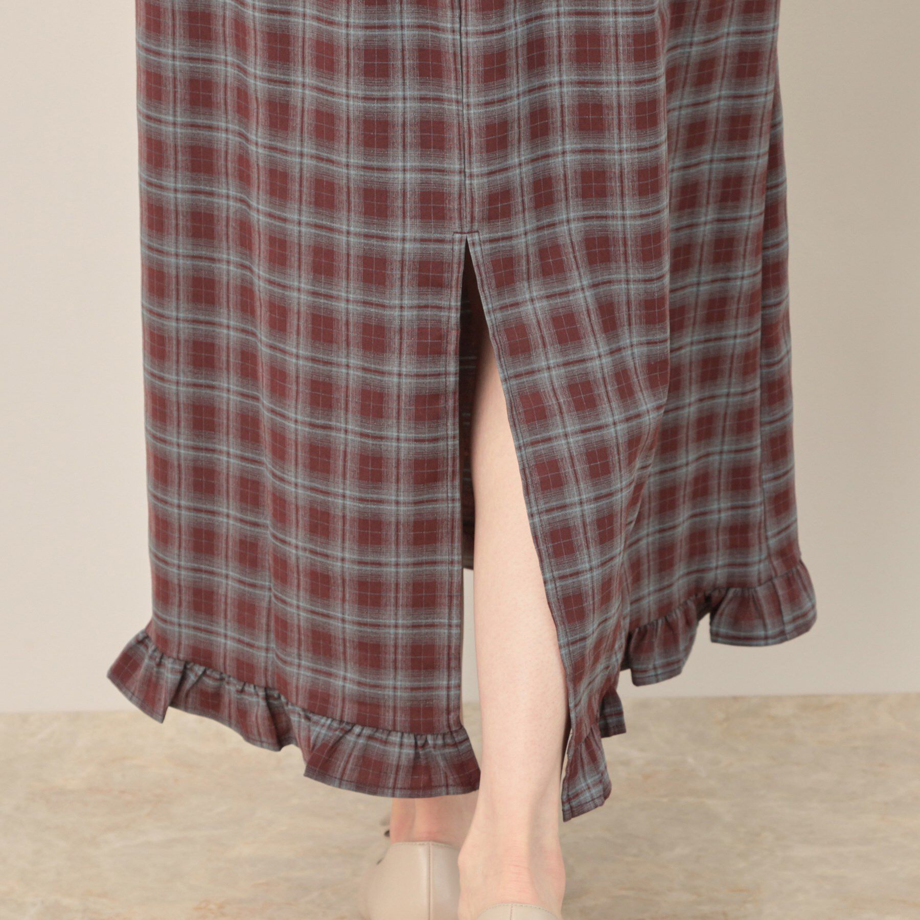 Couture broach「チェック裾フリルスカート」|スカート|