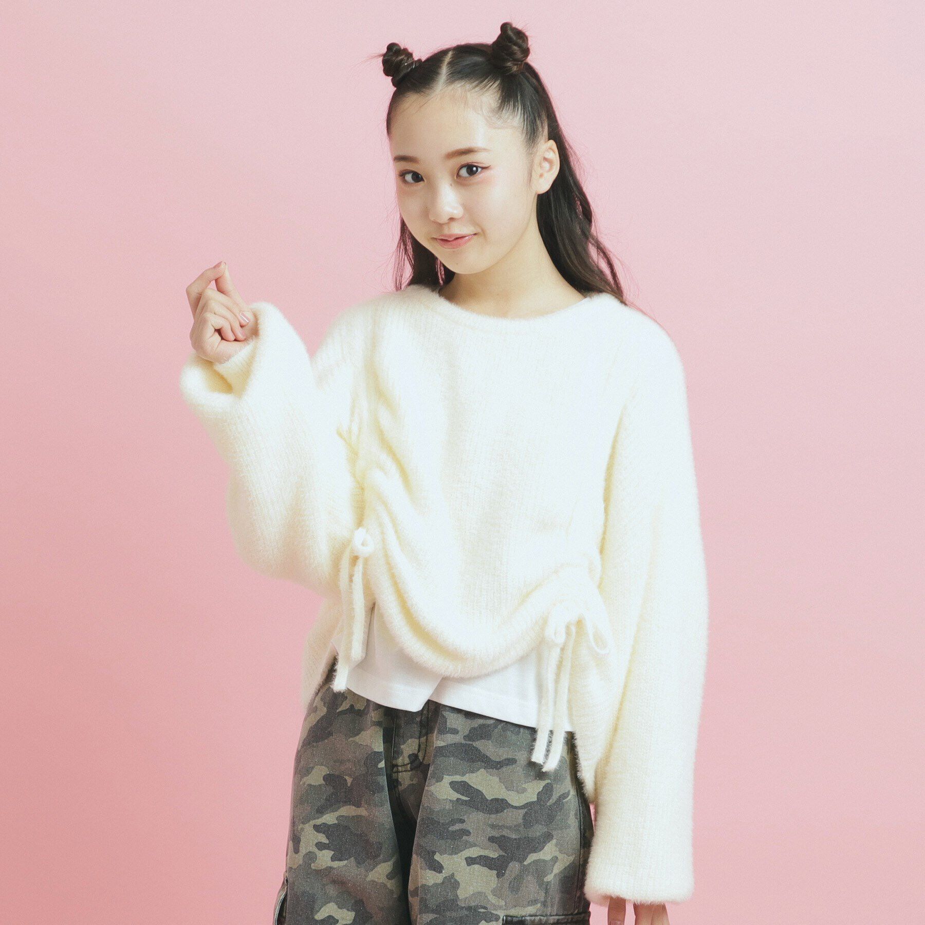 PINK-latte「ドロストニット＆ロングＴシャツセット」|ニット・セーター|オフホワイト(003