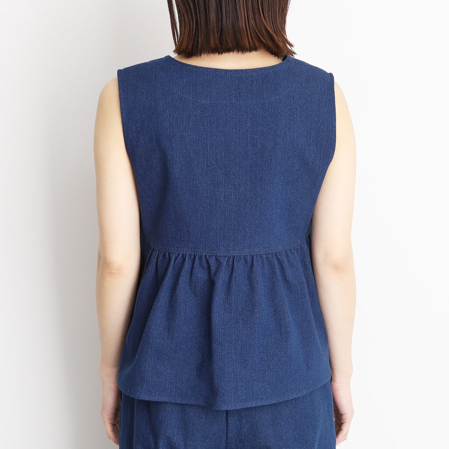 THE SHOP TK「デニムペプラムベスト【洗える/親子リンク】」|ベスト・ジレ|