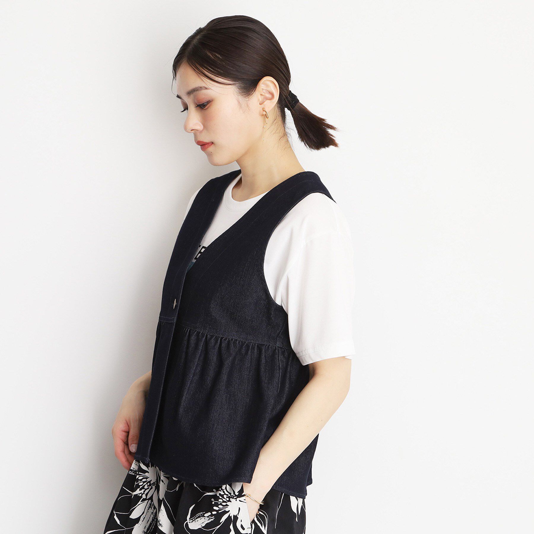 THE SHOP TK「デニムペプラムベスト【洗える/親子リンク】」|ベスト・ジレ|