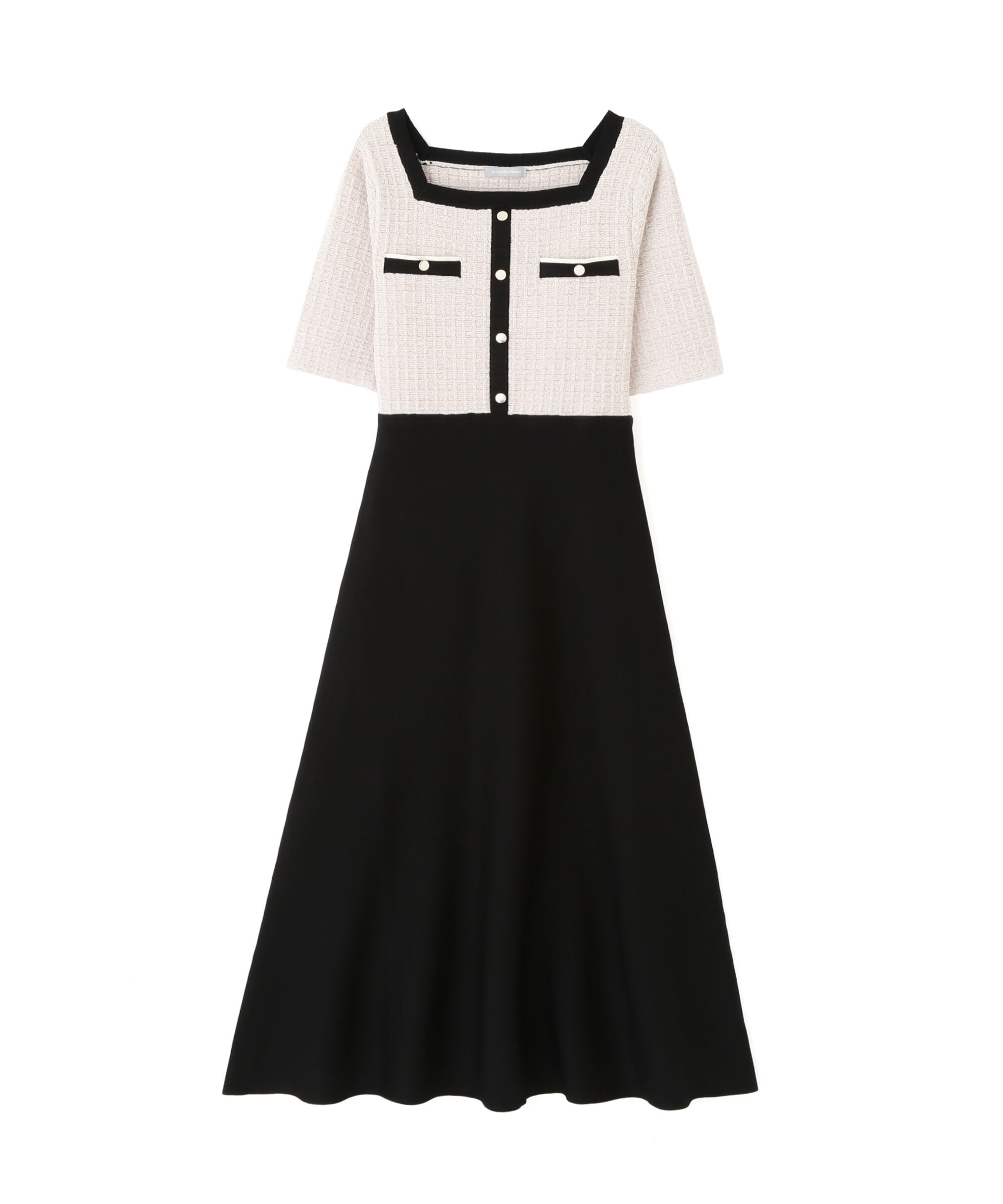  「ミックスツイード切替ニットワンピース」|ワンピース|