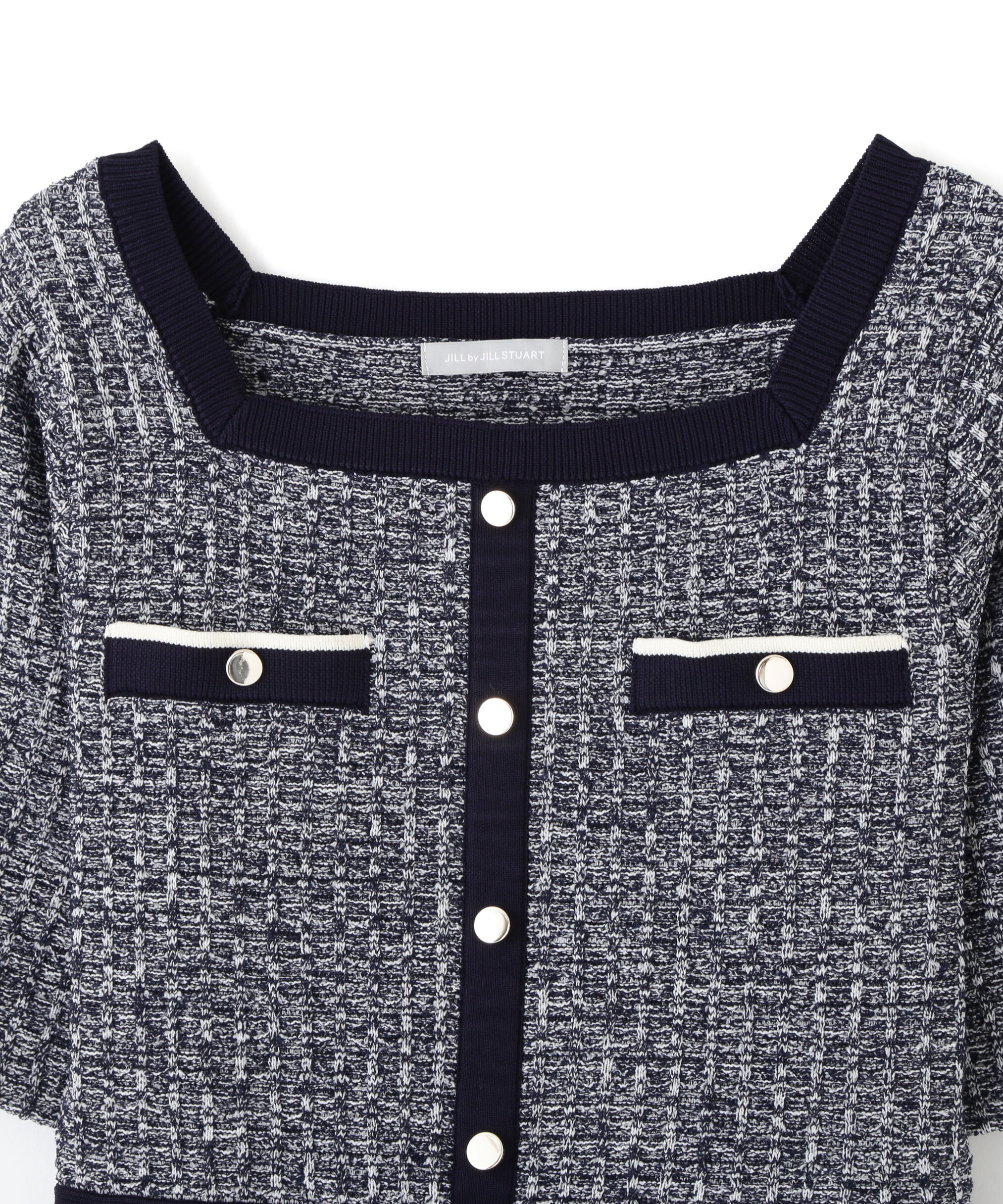  「ミックスツイード切替ニットワンピース」|ワンピース|