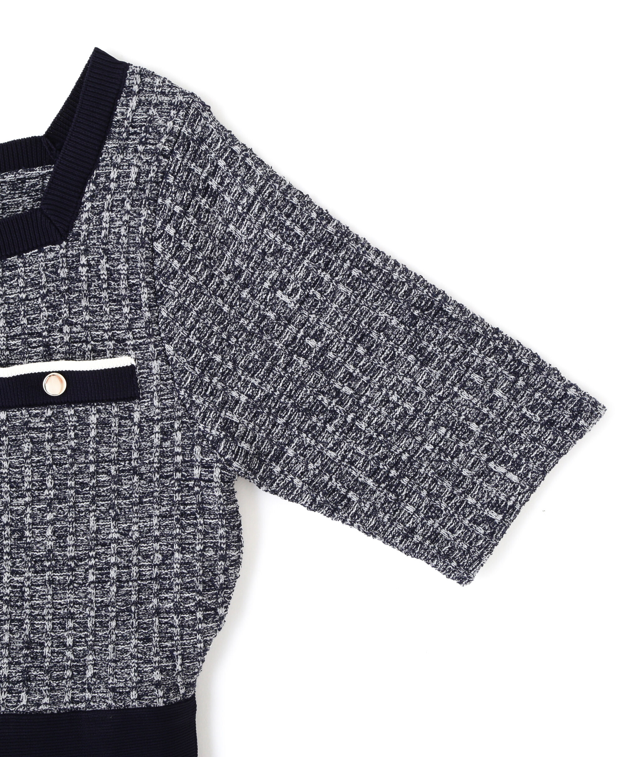  「ミックスツイード切替ニットワンピース」|ワンピース|