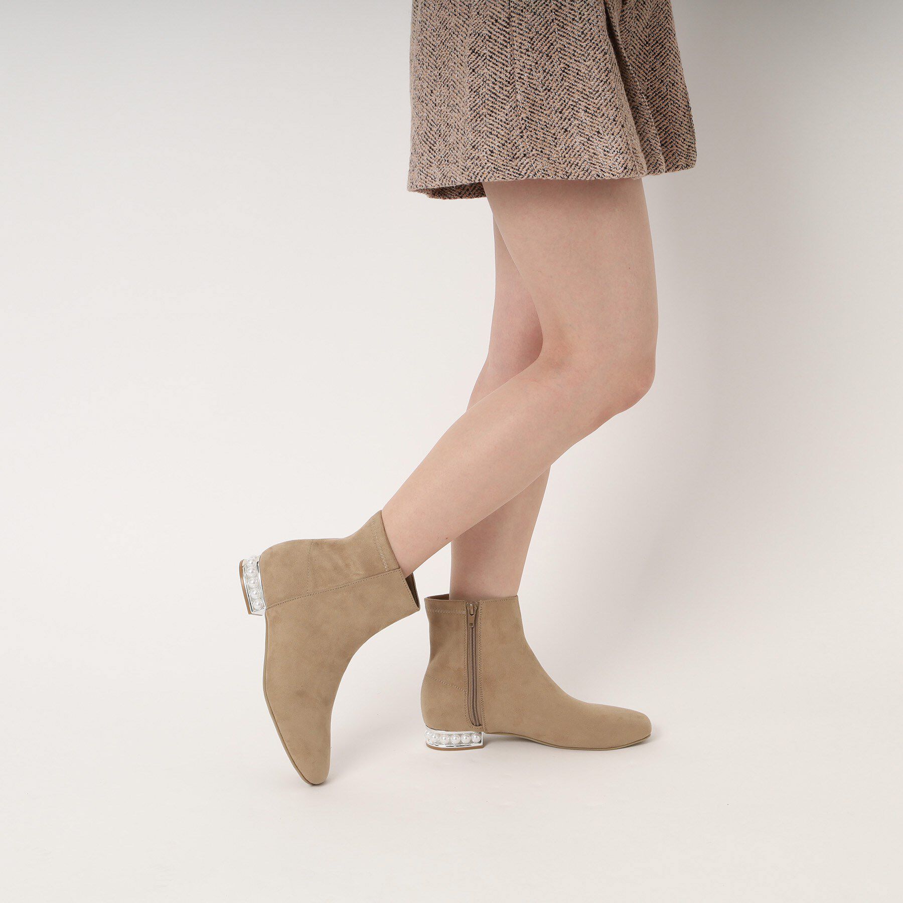 ESPERANZA「パール調ヒールショートブーツ」|ショートブーツ|