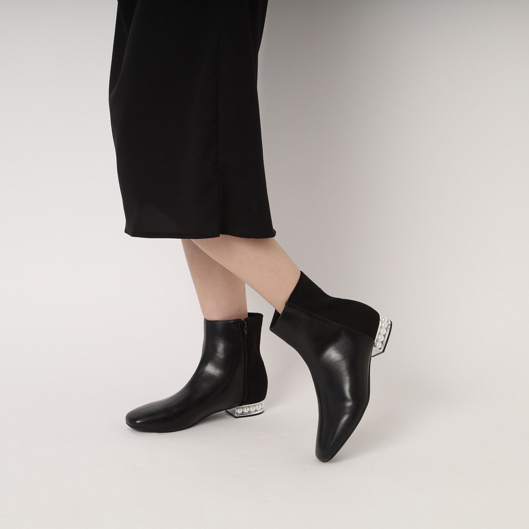 ESPERANZA「パール調ヒールショートブーツ」|ショートブーツ|