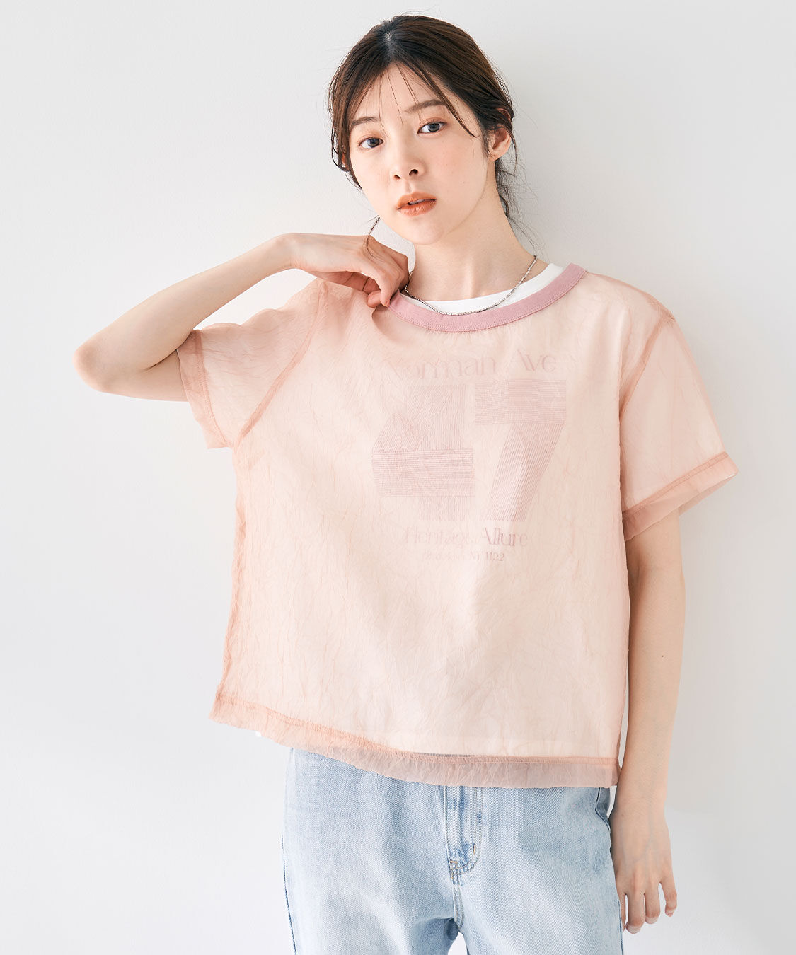 COCO DEAL「シアーワッシャーTライクブラウス」|シャツ・ブラウス|ピンク