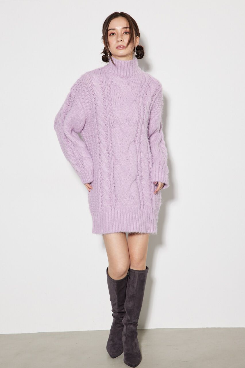 rienda「ケーブルデザインknit ミニ OP」|ワンピース|