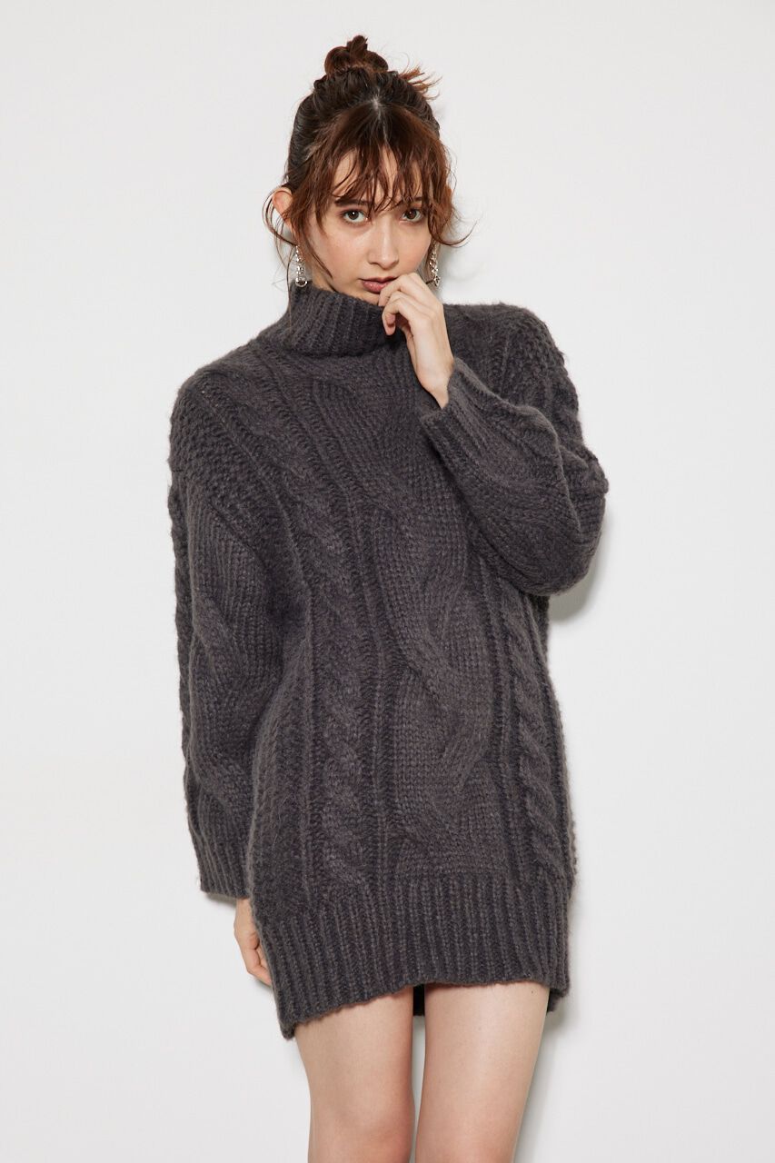 rienda「ケーブルデザインknit ミニ OP」|ワンピース|