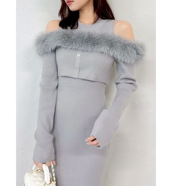 dazzlin「オフショルファードッキングニットワンピース」|ワンピース|