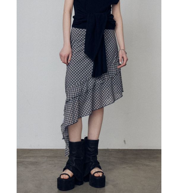 EMODA「ラッフルアシンメトリーミディスカート」|スカート|