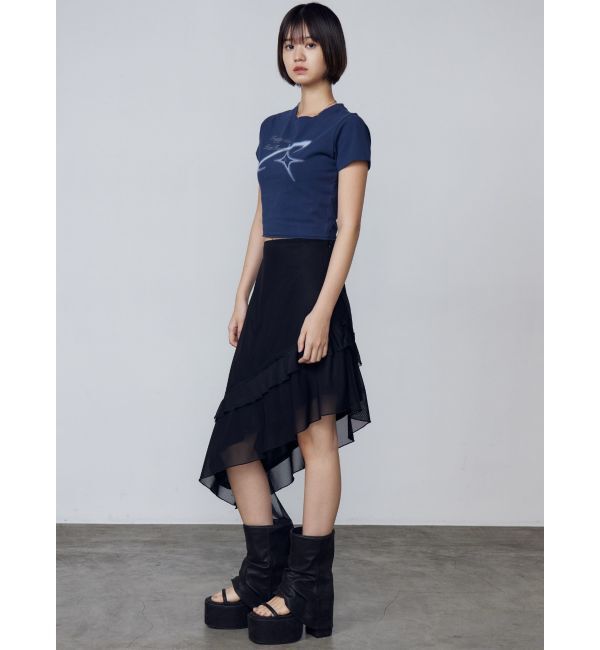 EMODA「ラッフルアシンメトリーミディスカート」|スカート|