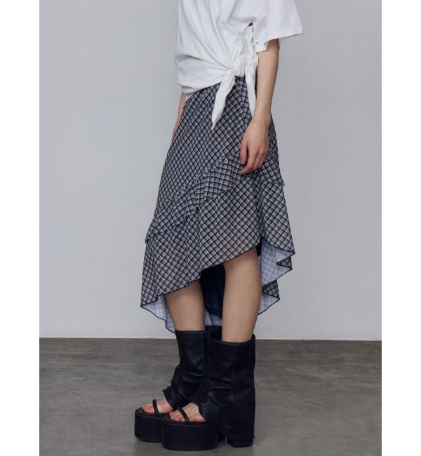 EMODA「ラッフルアシンメトリーミディスカート」|スカート|