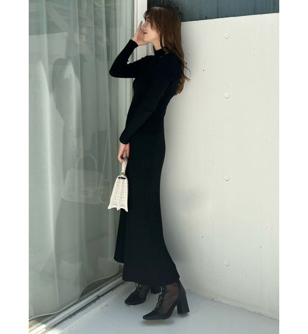 MERCURYDUO「2WAYランダムリブビスチェ風マーメイドニットワンピース」|ワンピース|