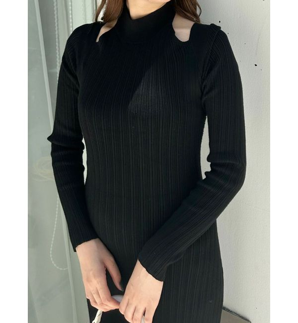 MERCURYDUO「2WAYランダムリブビスチェ風マーメイドニットワンピース」|ワンピース|