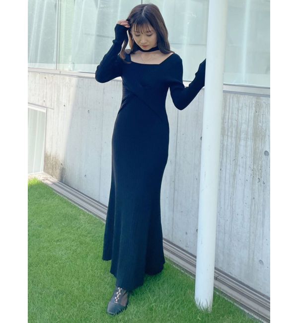 MERCURYDUO「2WAYランダムリブビスチェ風マーメイドニットワンピース」|ワンピース|