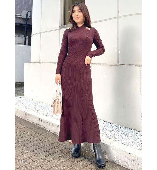 MERCURYDUO「2WAYランダムリブビスチェ風マーメイドニットワンピース」|ワンピース|