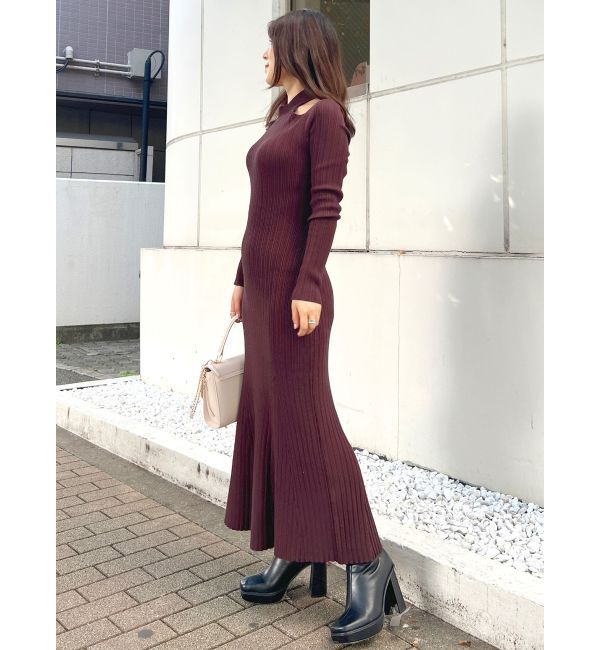 MERCURYDUO「2WAYランダムリブビスチェ風マーメイドニットワンピース」|ワンピース|