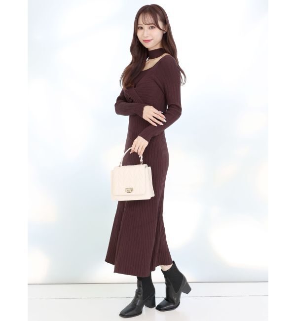 MERCURYDUO「2WAYランダムリブビスチェ風マーメイドニットワンピース」|ワンピース|