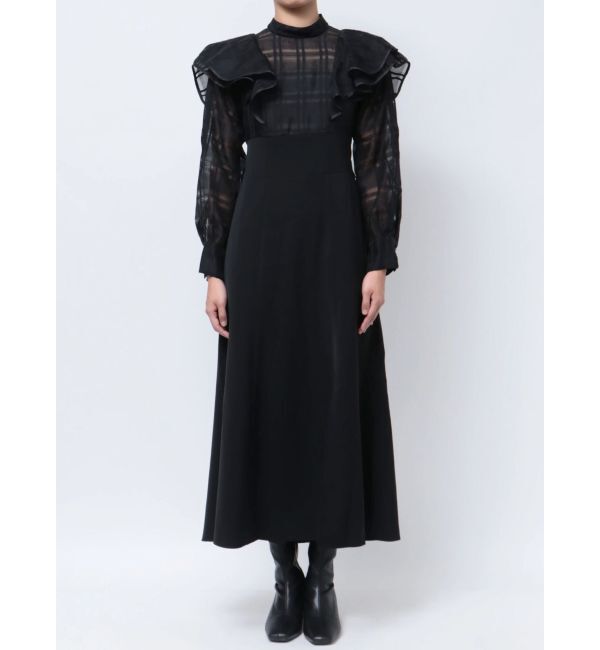 MERCURYDUO「2WAYシアーチェックラッフルドッキングワンピース」|ワンピース|