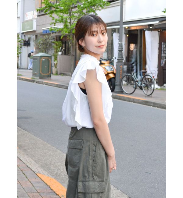 Ungrid「コットンノースリフリルブラウス」|シャツ・ブラウス|