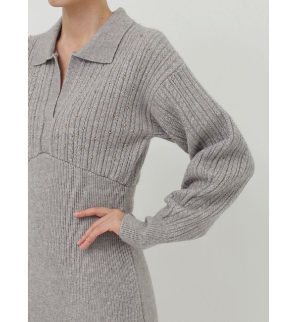 LAGUNAMOON「ケーブルビジューIラインニットワンピース」|ワンピース|