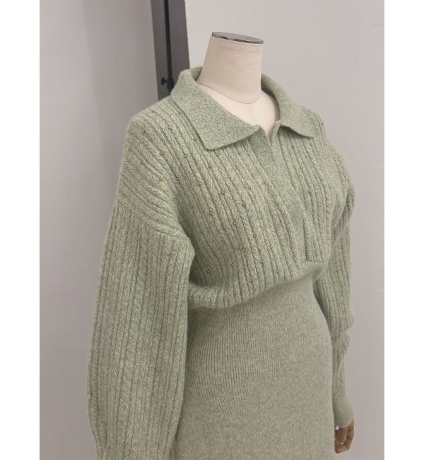 LAGUNAMOON「ケーブルビジューIラインニットワンピース」|ワンピース|