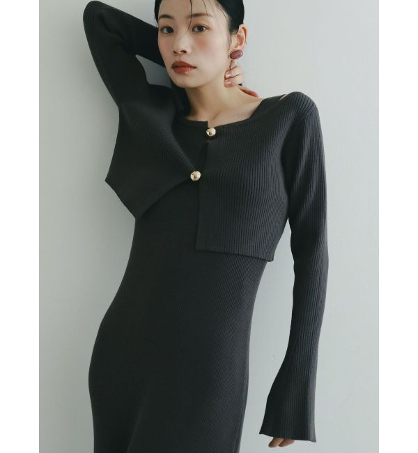 LAGUNAMOON「ボタンカーデセットニットワンピース」|ワンピース|