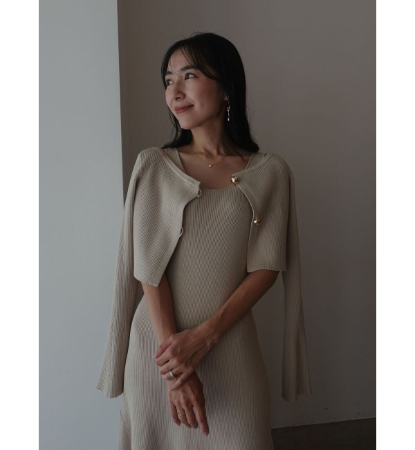 LAGUNAMOON「ボタンカーデセットニットワンピース」|ワンピース|